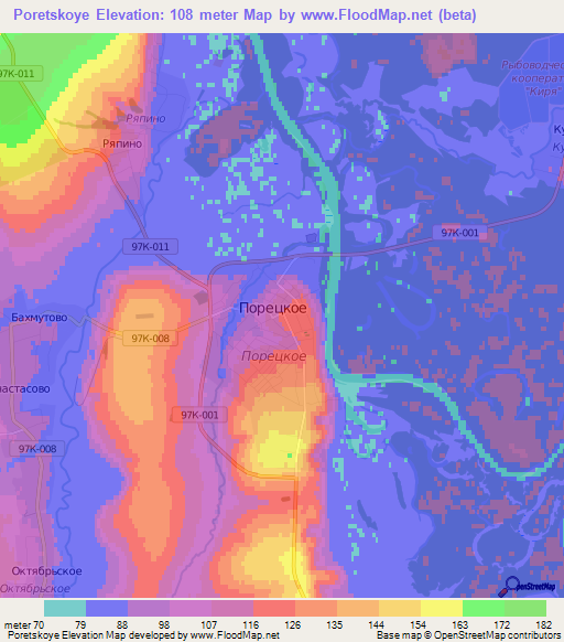 Poretskoye,Russia Elevation Map