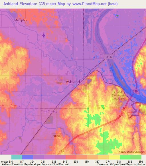 Ashland,US Elevation Map