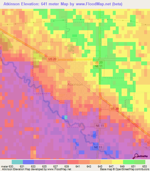 Atkinson,US Elevation Map