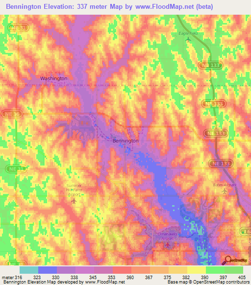 Bennington,US Elevation Map