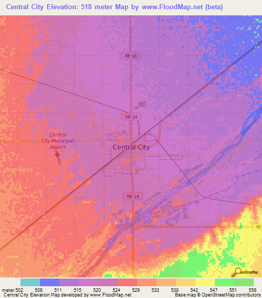 Central City,US Elevation Map