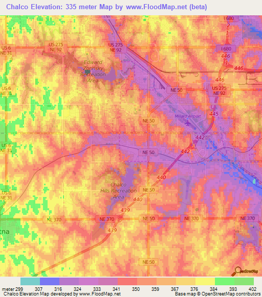 Chalco,US Elevation Map