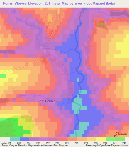 Ponyri Vtoryye,Russia Elevation Map