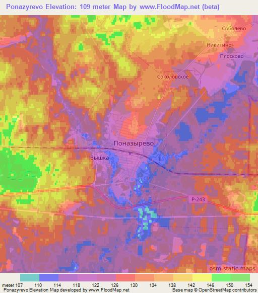 Ponazyrevo,Russia Elevation Map