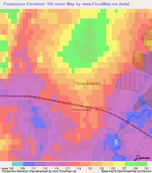 Ponazyrevo,Russia Elevation Map