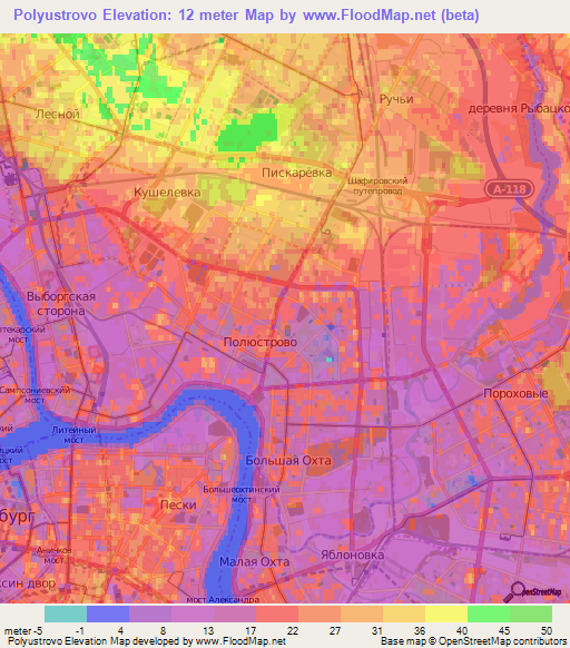 Polyustrovo,Russia Elevation Map
