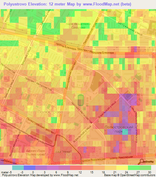 Polyustrovo,Russia Elevation Map