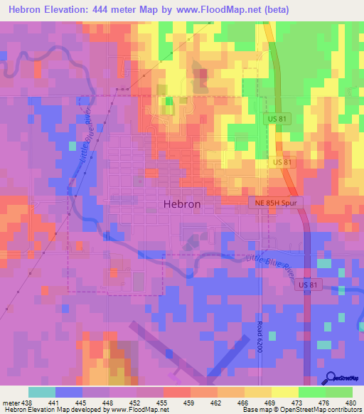 Hebron,US Elevation Map