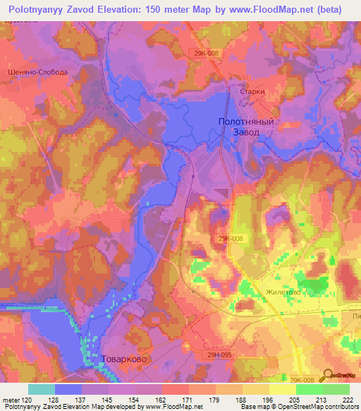 Polotnyanyy Zavod,Russia Elevation Map