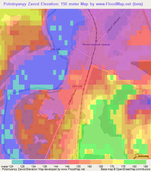 Polotnyanyy Zavod,Russia Elevation Map