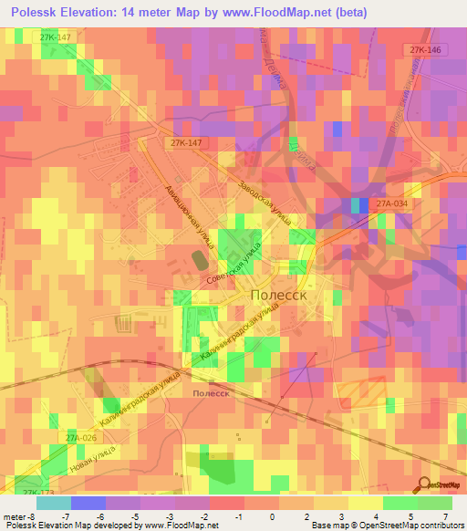 Polessk,Russia Elevation Map