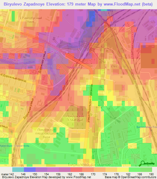 Biryulevo Zapadnoye,Russia Elevation Map