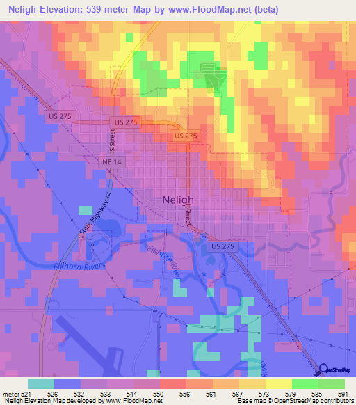 Neligh,US Elevation Map