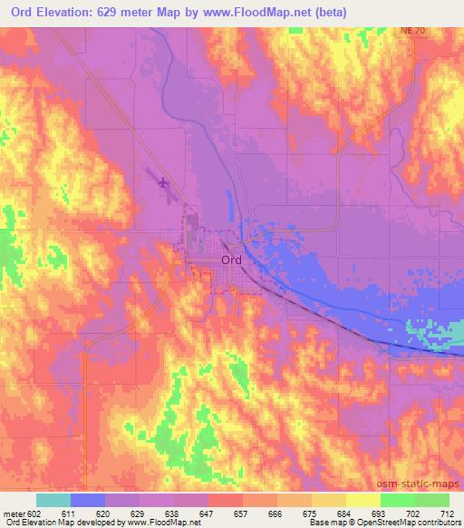 Ord,US Elevation Map