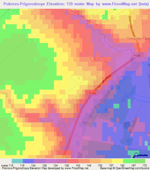 Pokrovo-Prigorodnoye,Russia Elevation Map