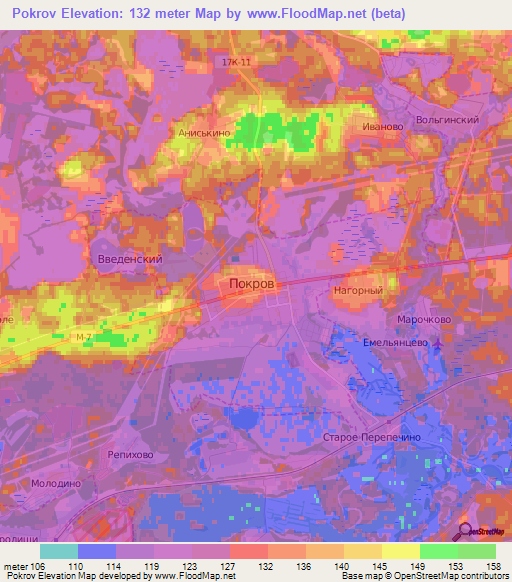 Pokrov,Russia Elevation Map