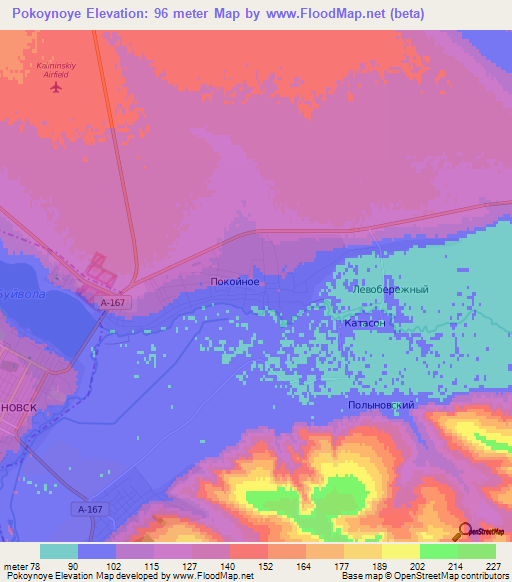 Pokoynoye,Russia Elevation Map