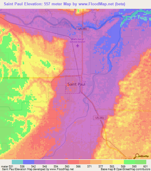 Saint Paul,US Elevation Map