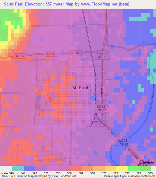 Saint Paul,US Elevation Map