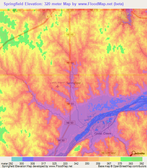 Springfield,US Elevation Map