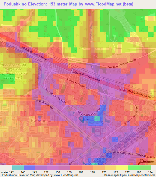 Podushkino,Russia Elevation Map