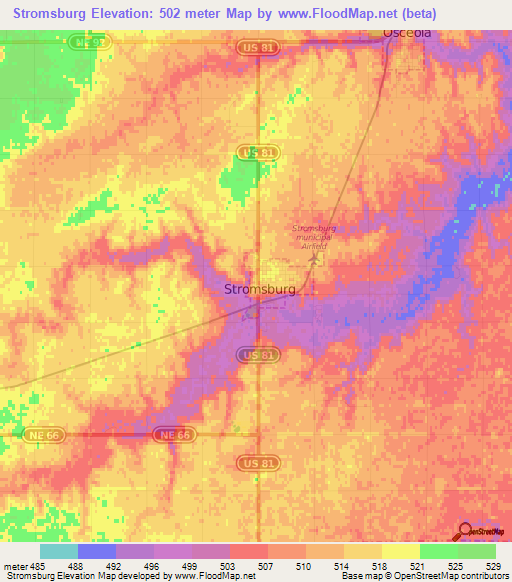 Stromsburg,US Elevation Map