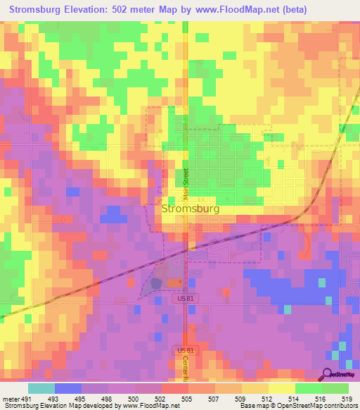 Stromsburg,US Elevation Map