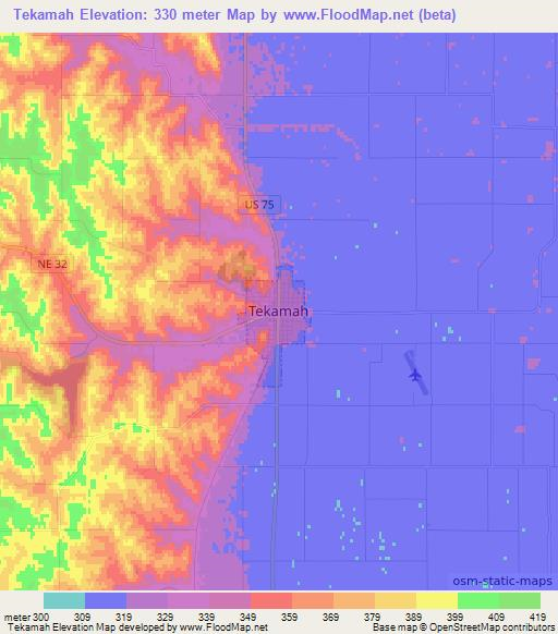 Tekamah,US Elevation Map