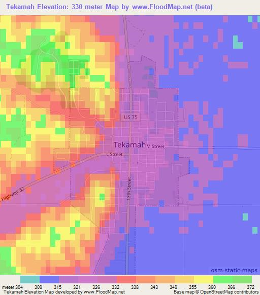 Tekamah,US Elevation Map