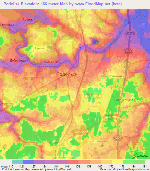 Podol'sk,Russia Elevation Map