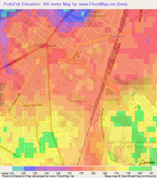 Podol'sk,Russia Elevation Map