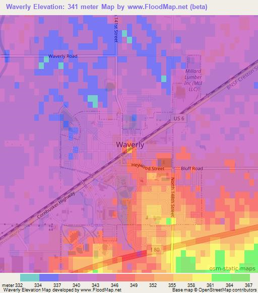 Waverly,US Elevation Map