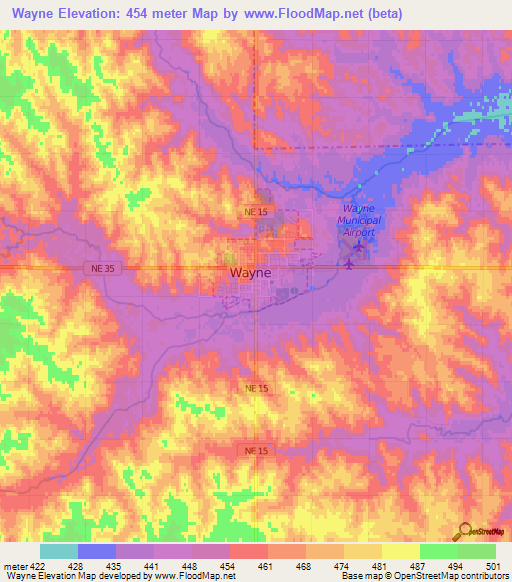 Wayne,US Elevation Map