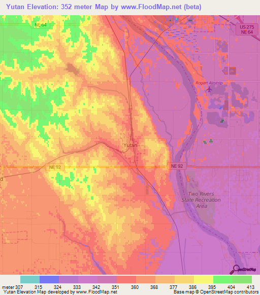 Yutan,US Elevation Map