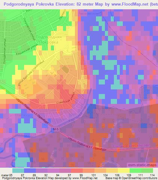 Podgorodnyaya Pokrovka,Russia Elevation Map