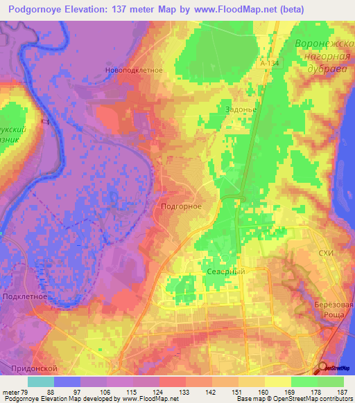 Podgornoye,Russia Elevation Map