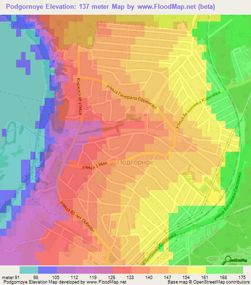 Podgornoye,Russia Elevation Map