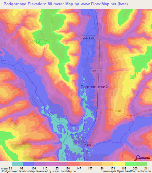 Podgornoye,Russia Elevation Map