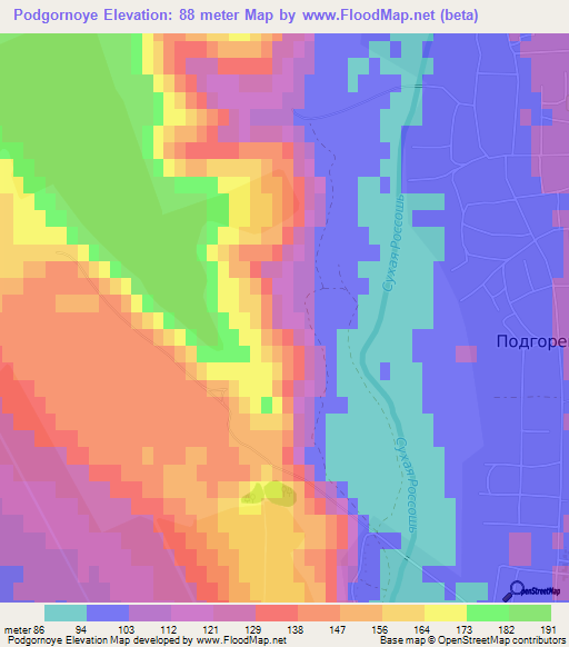 Podgornoye,Russia Elevation Map