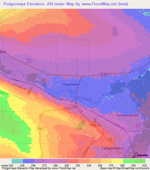 Podgornaya,Russia Elevation Map