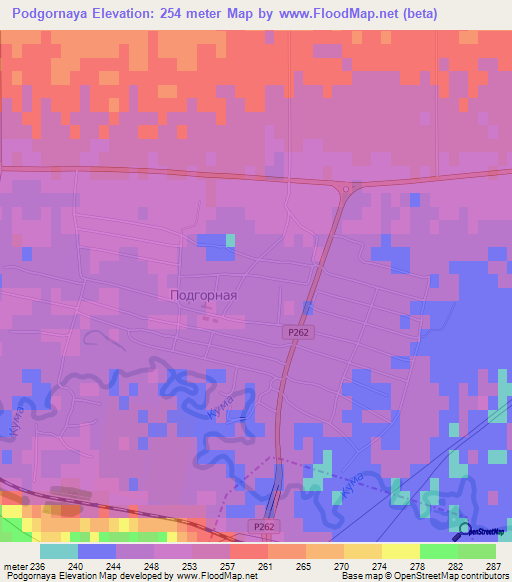 Podgornaya,Russia Elevation Map