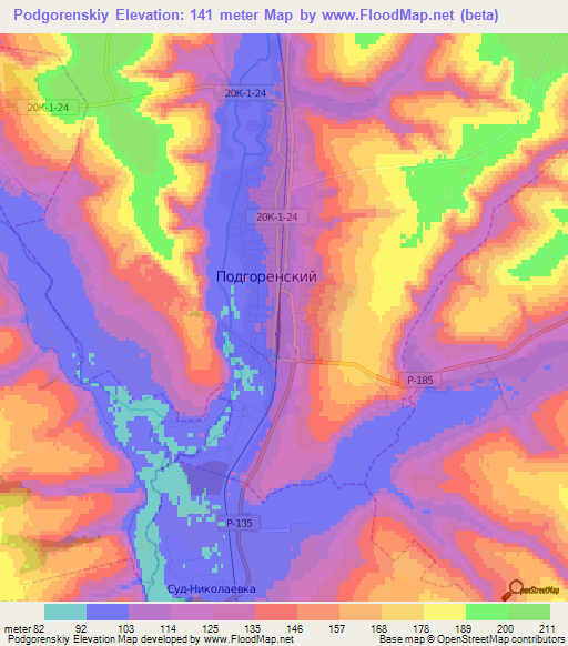 Podgorenskiy,Russia Elevation Map