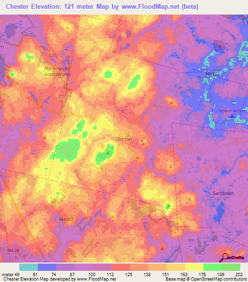 Chester,US Elevation Map