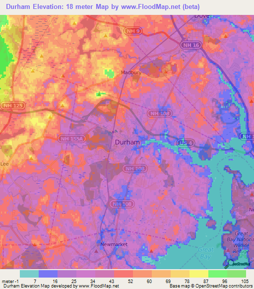 Elevation of Durham,US Elevation Map, Topography, Contour