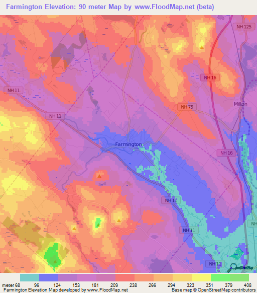 Farmington,US Elevation Map