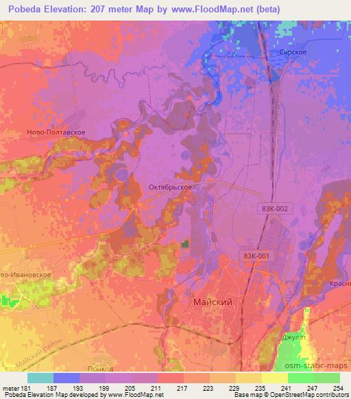 Pobeda,Russia Elevation Map