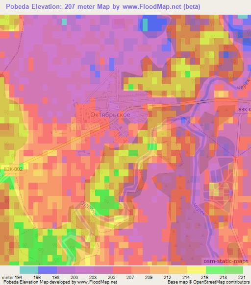 Pobeda,Russia Elevation Map