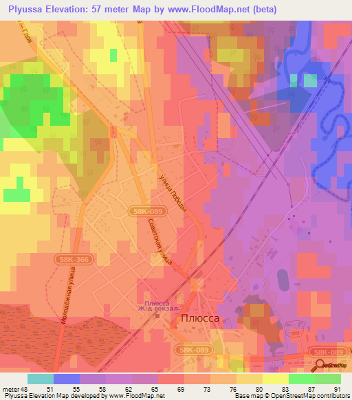 Plyussa,Russia Elevation Map