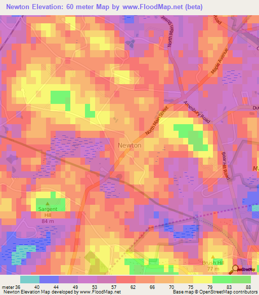 Newton,US Elevation Map