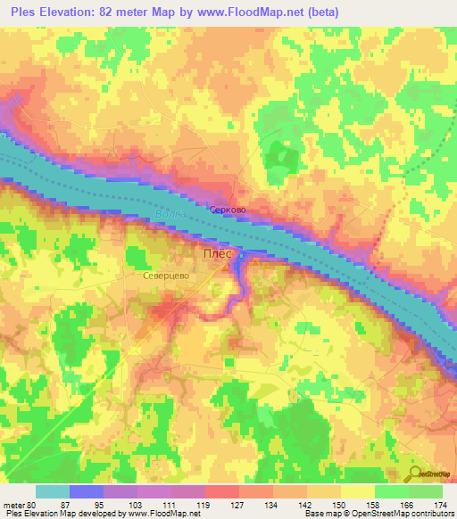 Ples,Russia Elevation Map